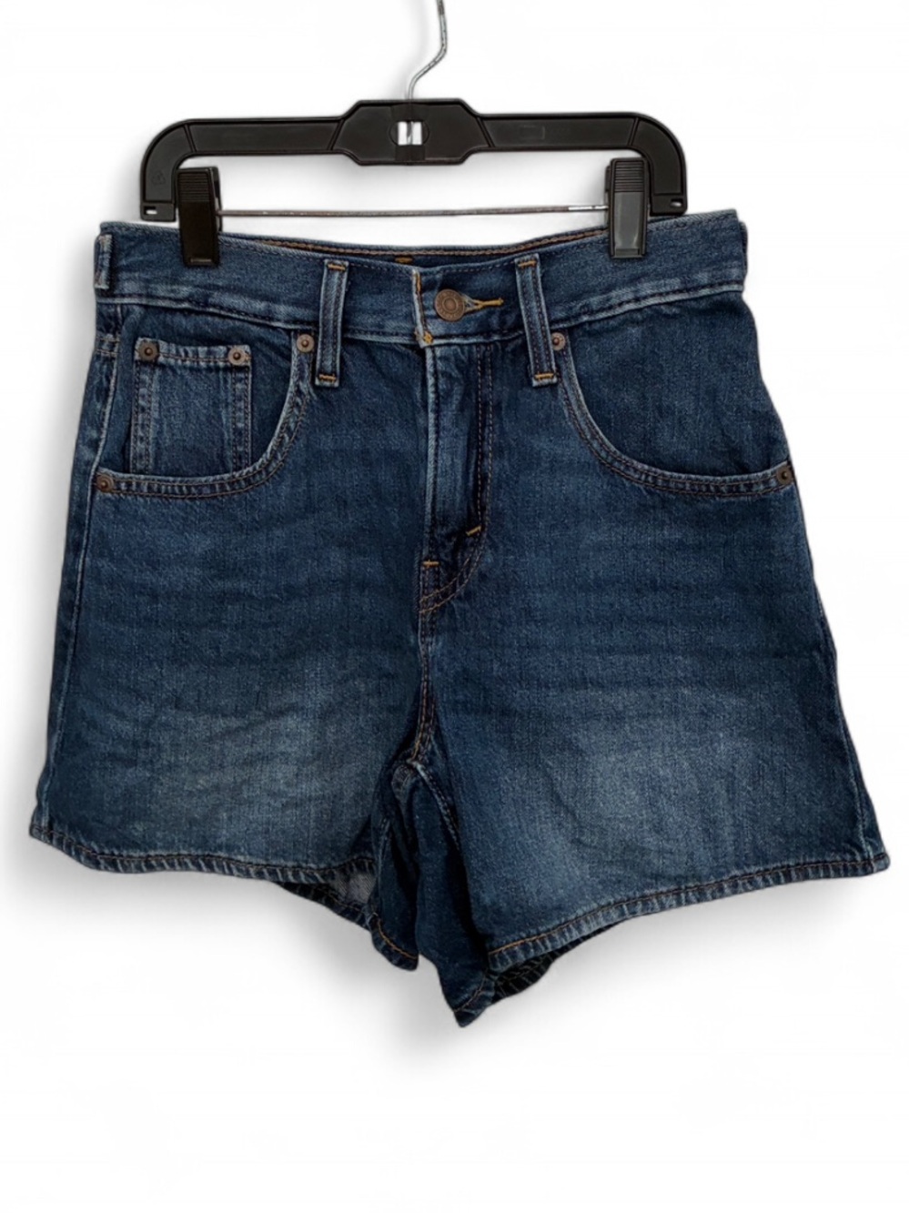 Levi’s Cinch High-Rise Dark Wash Denim Shorts